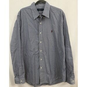 Ralph Lauren‎ Blue White Gingham Long Sleeve Button Up Shirt Mens Size XL